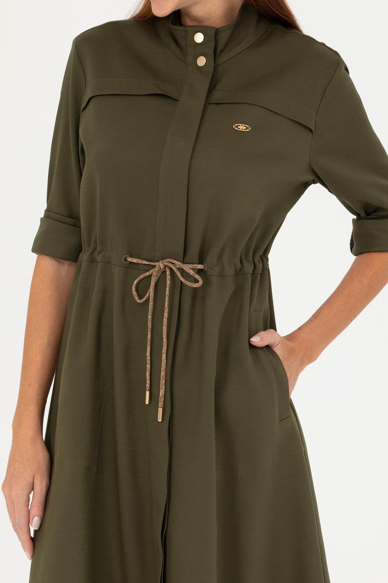 Kadın Koyu Haki Dokuma Elbise - 50271161011
