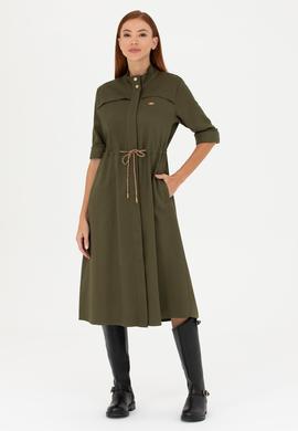 Kadın Koyu Haki Dokuma Elbise - 50271161011