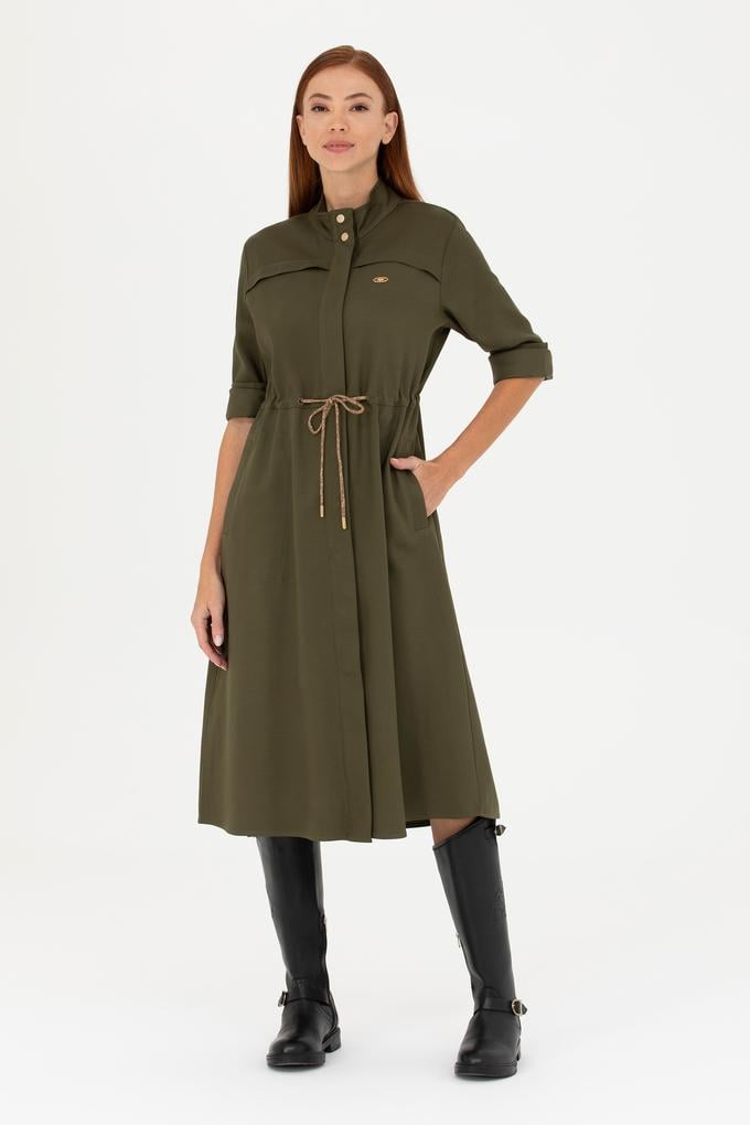 Kadın Koyu Haki Dokuma Elbise