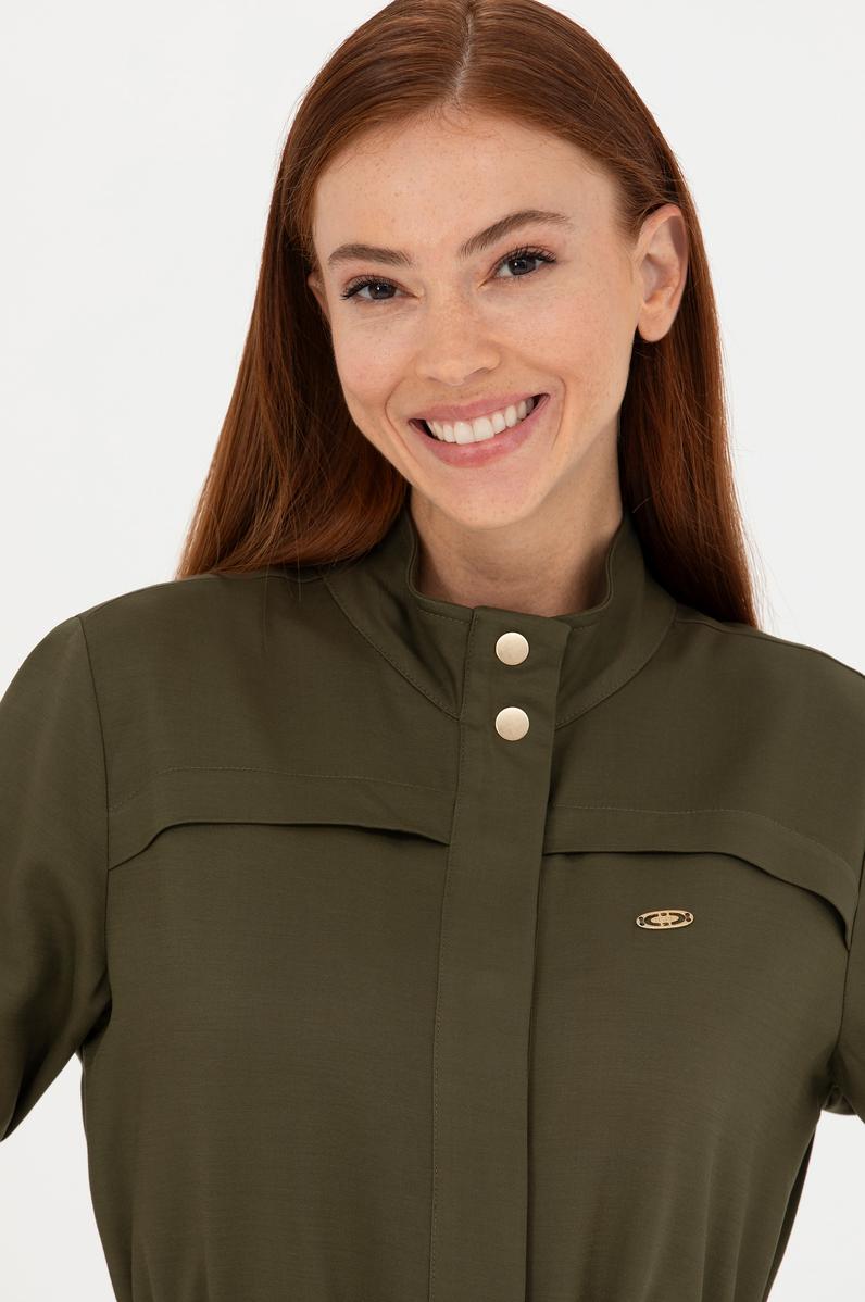 Kadın Koyu Haki Dokuma Elbise