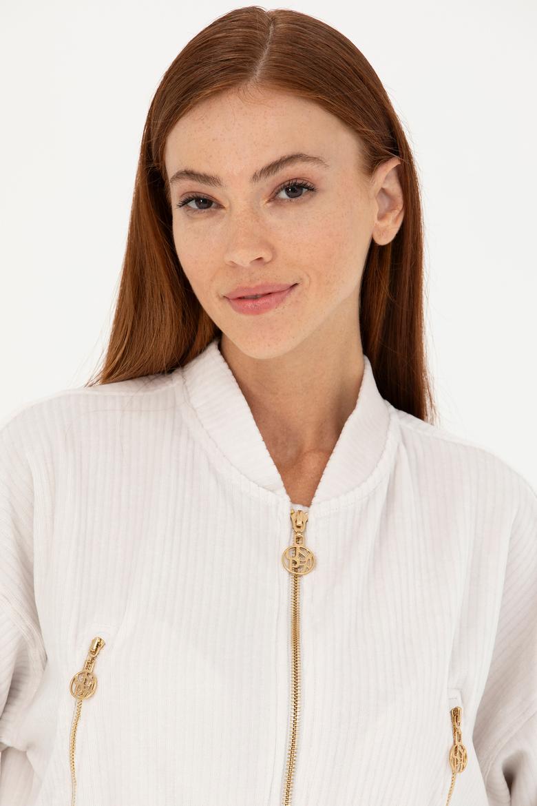 Kadın Taş V Yaka Sweatshirt - 50271608012