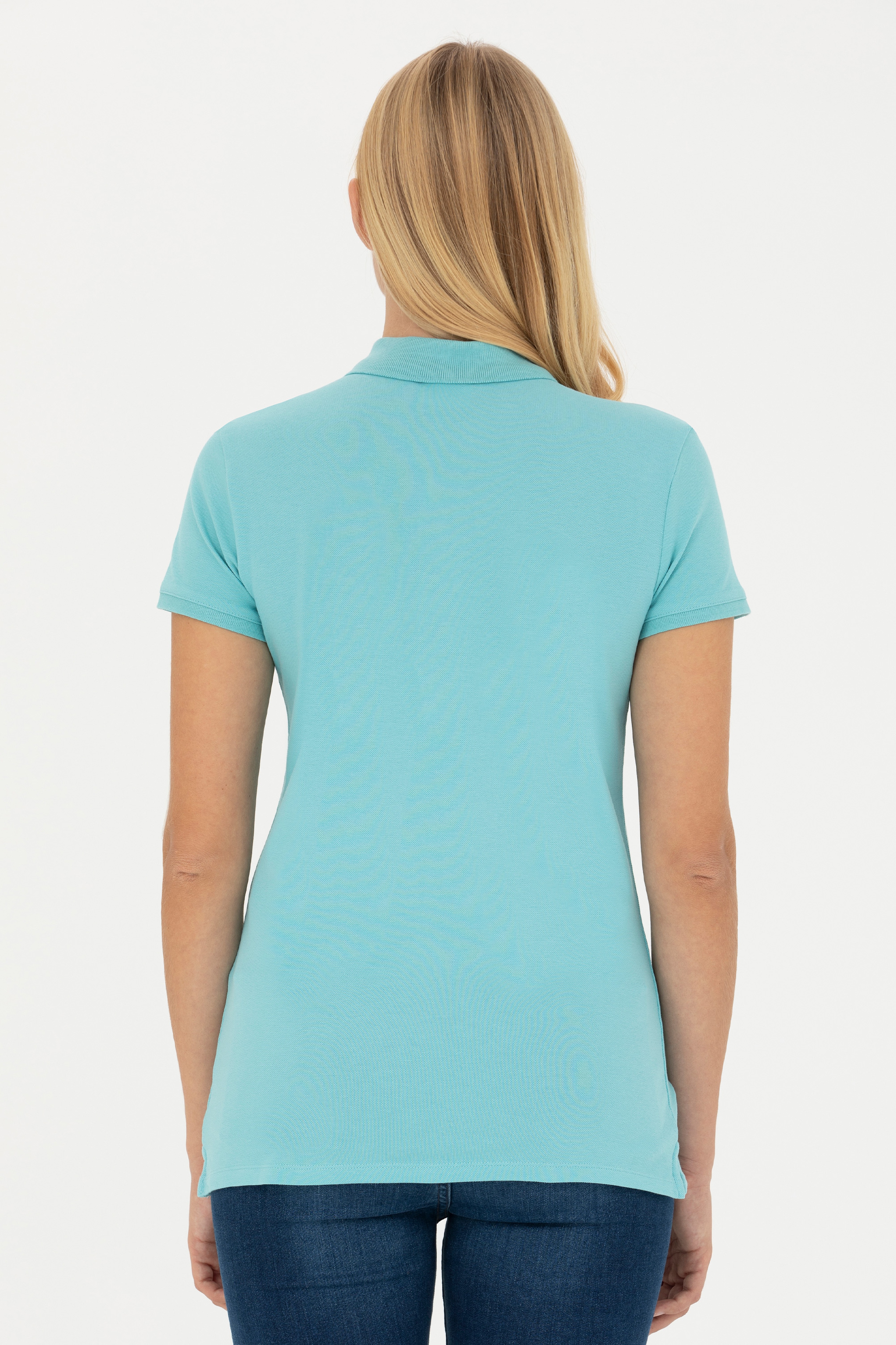 Kadın Mint Basic Polo Yaka Tişört