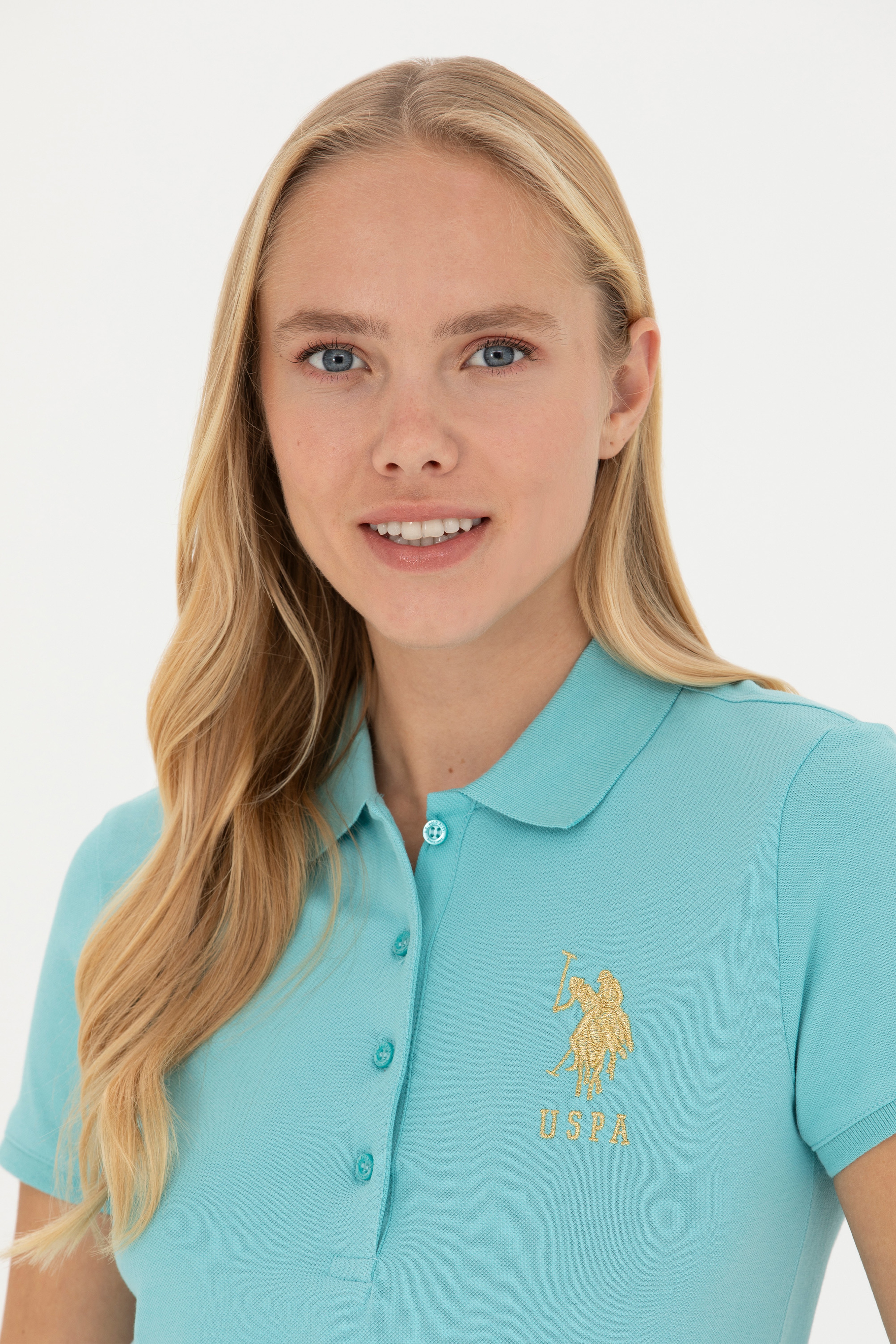 Kadın Mint Basic Polo Yaka Tişört