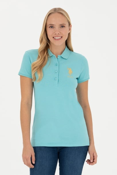 Kadın Mint Basic Polo Yaka Tişört