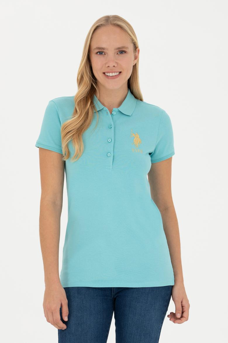 Kadın Mint Basic Polo Yaka Tişört