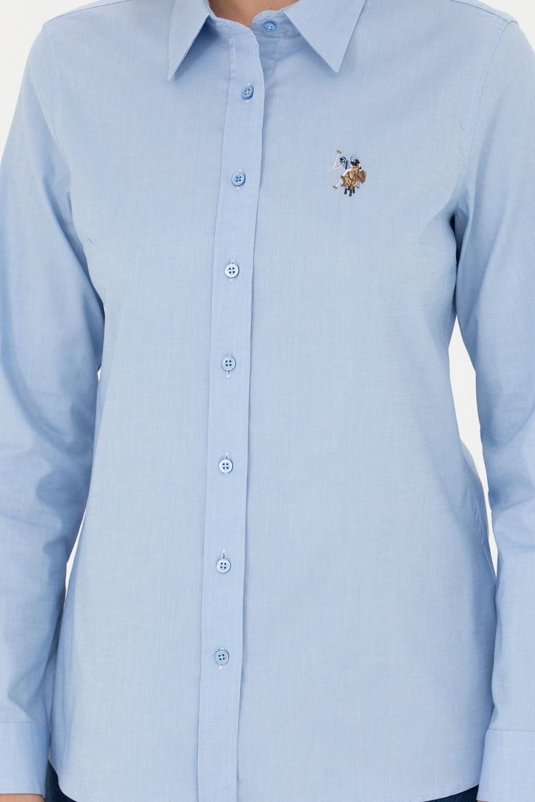 Kadın Mavi Uzun Kollu Basic Gömlek - 50262849075