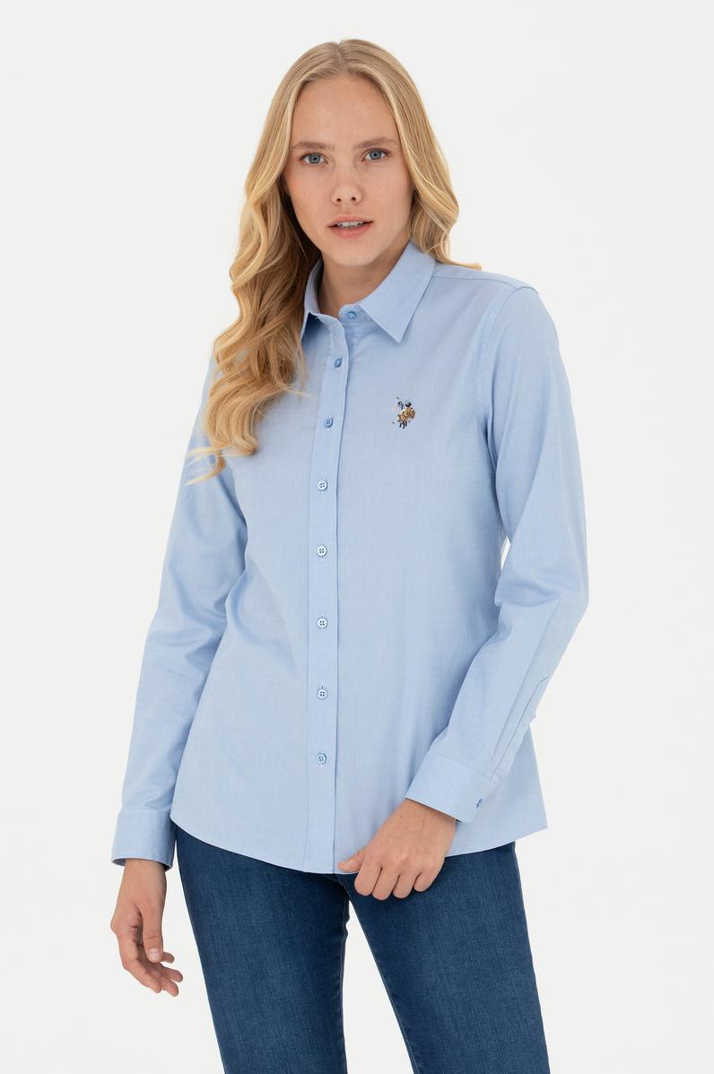 Kadın Mavi Uzun Kollu Basic Gömlek