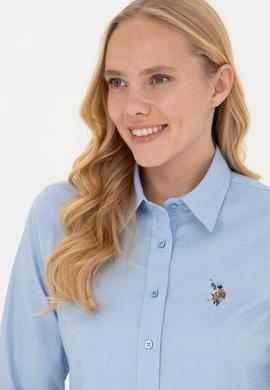 Kadın Mavi Uzun Kollu Basic Gömlek - 50262849075