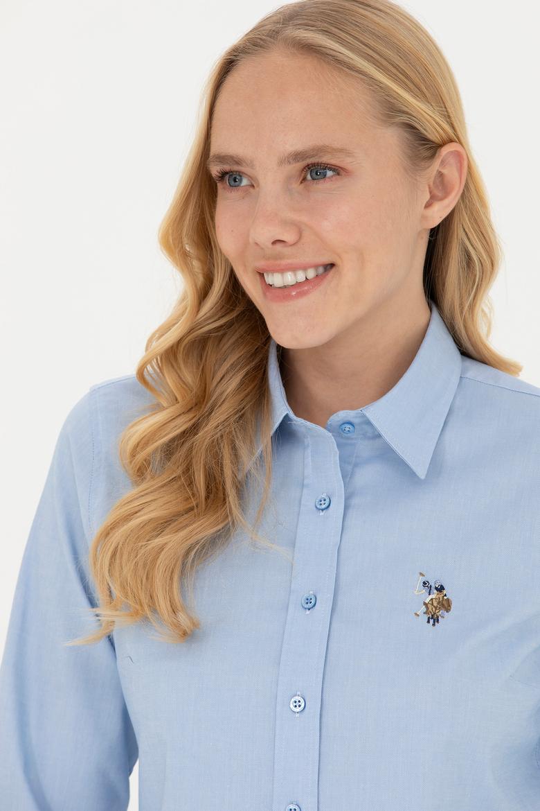 Kadın Mavi Uzun Kollu Basic Gömlek - 50262849075