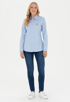 Kadın Mavi Uzun Kollu Basic Gömlek - 50262849075