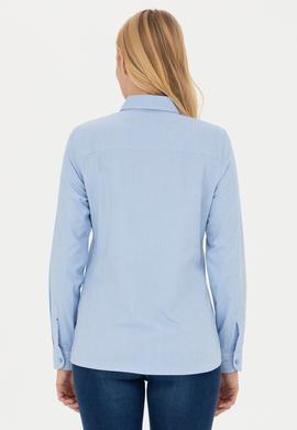 Kadın Mavi Uzun Kollu Basic Gömlek - 50262849075