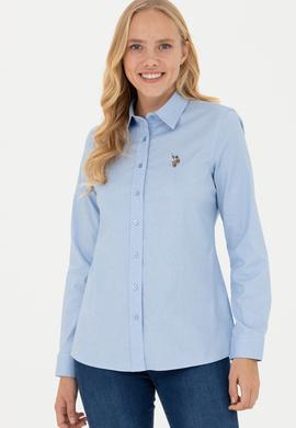 Kadın Mavi Uzun Kollu Basic Gömlek - 50262849075