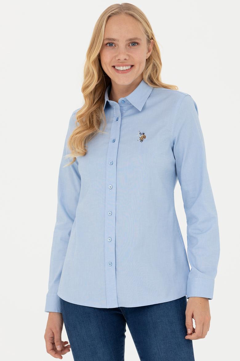 Kadın Mavi Uzun Kollu Basic Gömlek - 50262849075