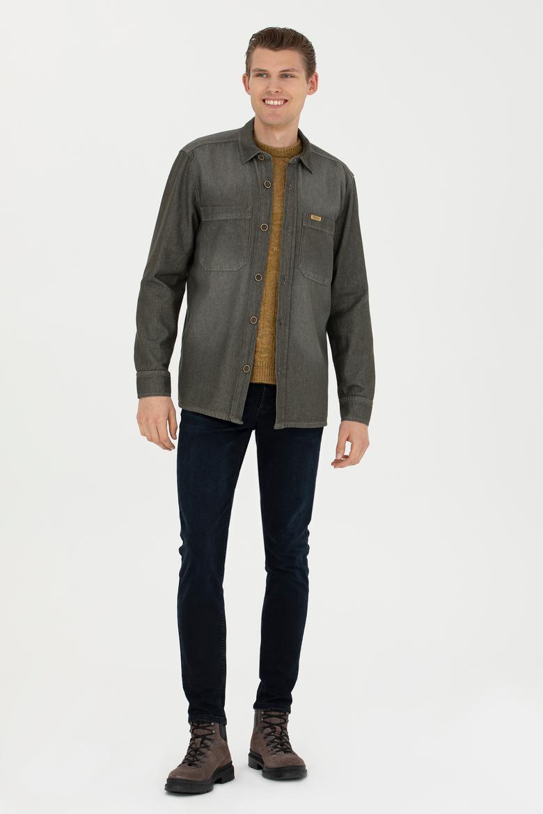 Erkek Haki Jean Gömlek - 50272610006