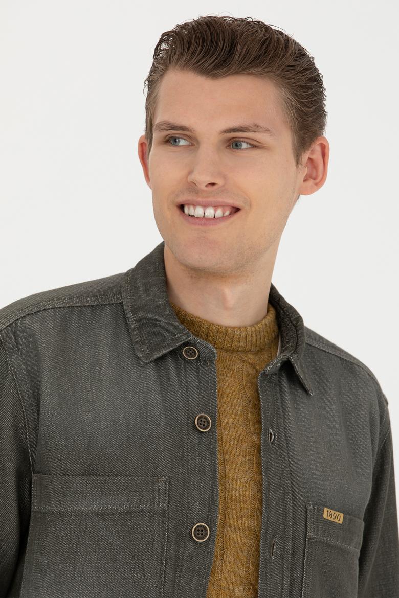 Erkek Haki Jean Gömlek - 50272610006
