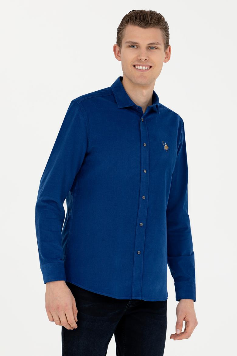 Erkek Saks Uzun Kollu Gömlek