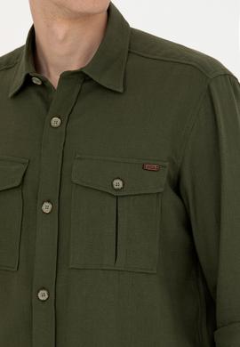 Erkek Haki Uzun Kollu Gömlek - 50279525019