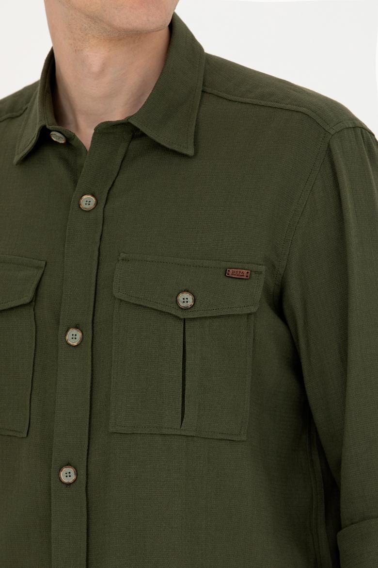 Erkek Haki Uzun Kollu Gömlek - 50279525019