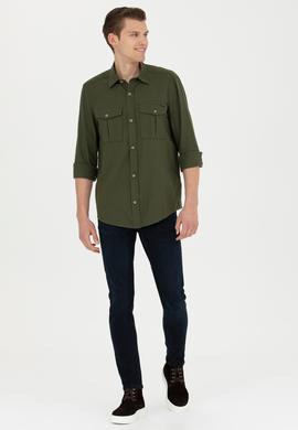 Erkek Haki Uzun Kollu Gömlek - 50279525019