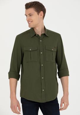 Erkek Haki Uzun Kollu Gömlek - 50279525019