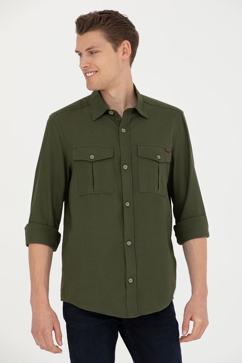 Erkek Haki Uzun Kollu Gömlek - 50279525019
