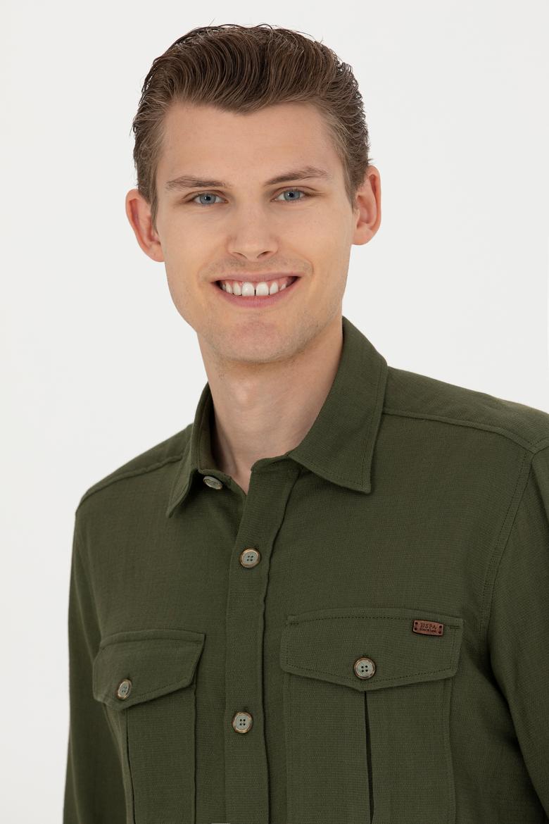 Erkek Haki Uzun Kollu Gömlek - 50279525019