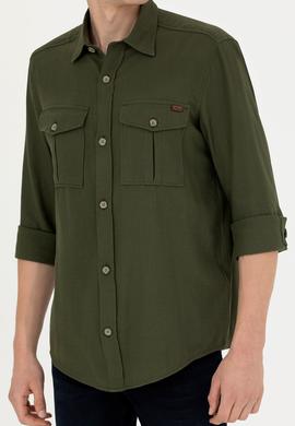 Erkek Haki Uzun Kollu Gömlek - 50279525019