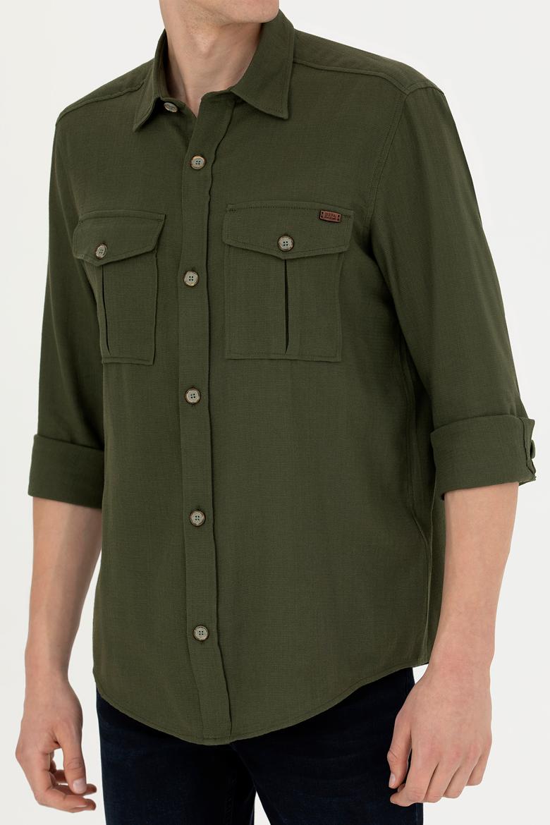 Erkek Haki Uzun Kollu Gömlek - 50279525019