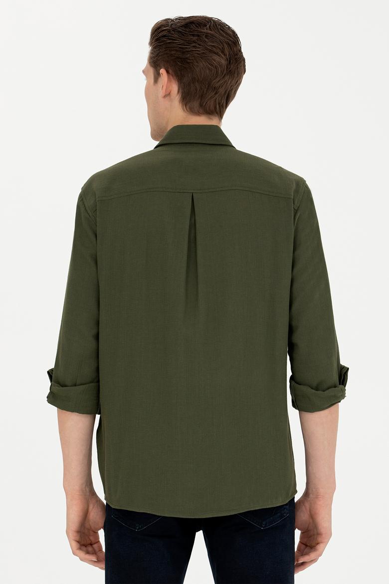 Erkek Haki Uzun Kollu Gömlek - 50279525019