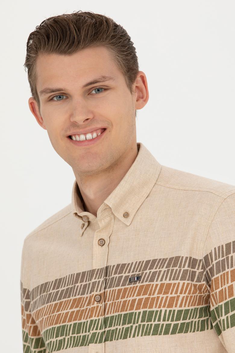 Erkek Bej Uzun Kollu Gömlek - 50272705032