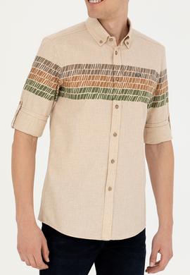 Erkek Bej Uzun Kollu Gömlek - 50272705032