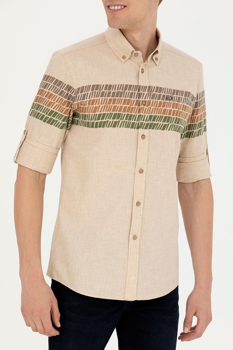 Erkek Bej Uzun Kollu Gömlek - 50272705032