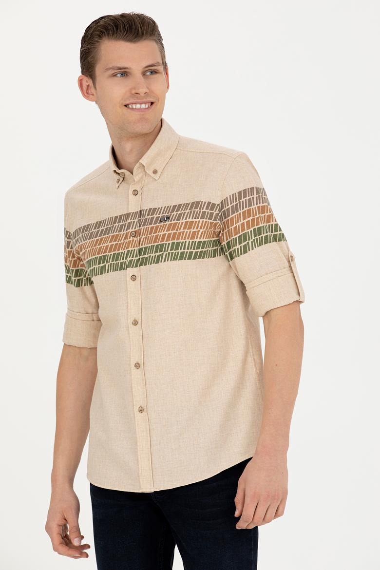 Erkek Bej Uzun Kollu Gömlek - 50272705032