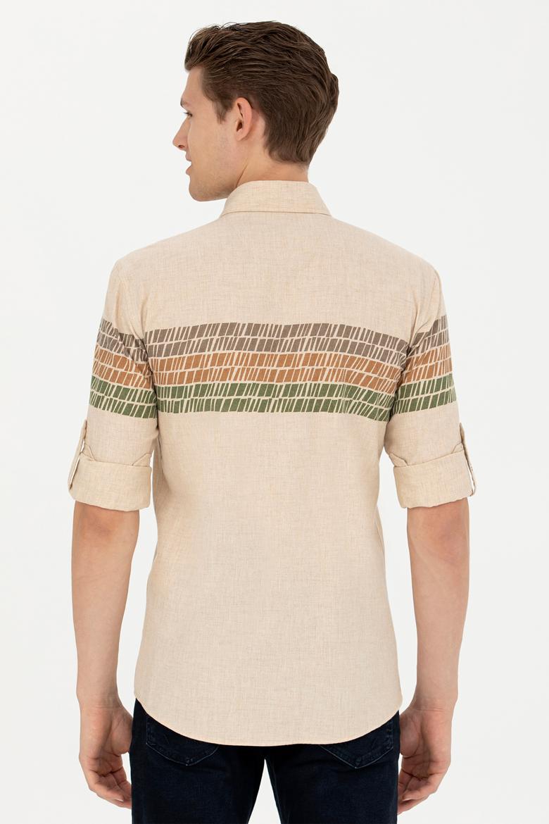 Erkek Bej Uzun Kollu Gömlek - 50272705032