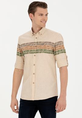 Erkek Bej Uzun Kollu Gömlek - 50272705032