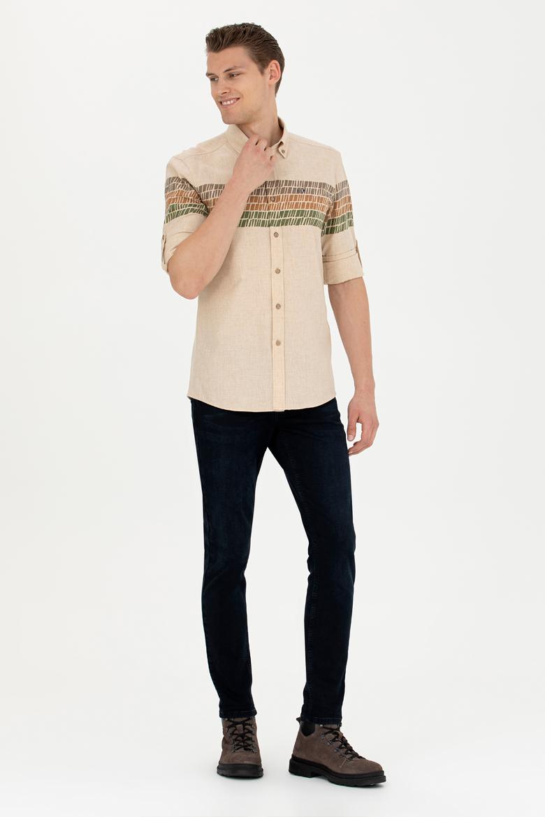 Erkek Bej Uzun Kollu Gömlek - 50272705032