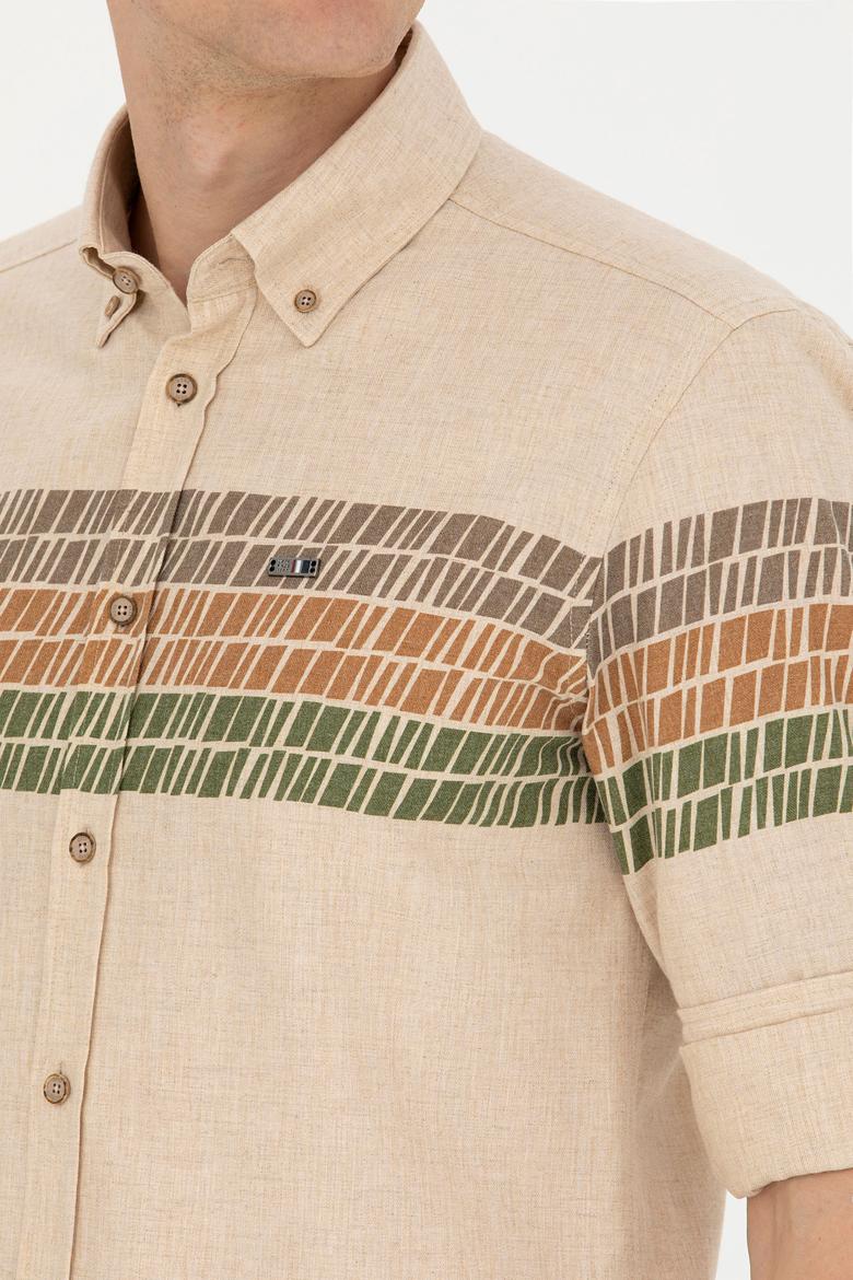 Erkek Bej Uzun Kollu Gömlek - 50272705032