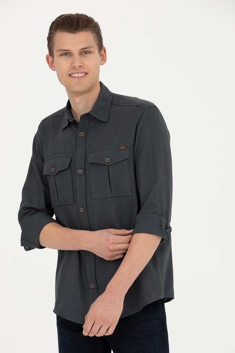 Erkek Antrasit Uzun Kollu Gömlek - 50279525008