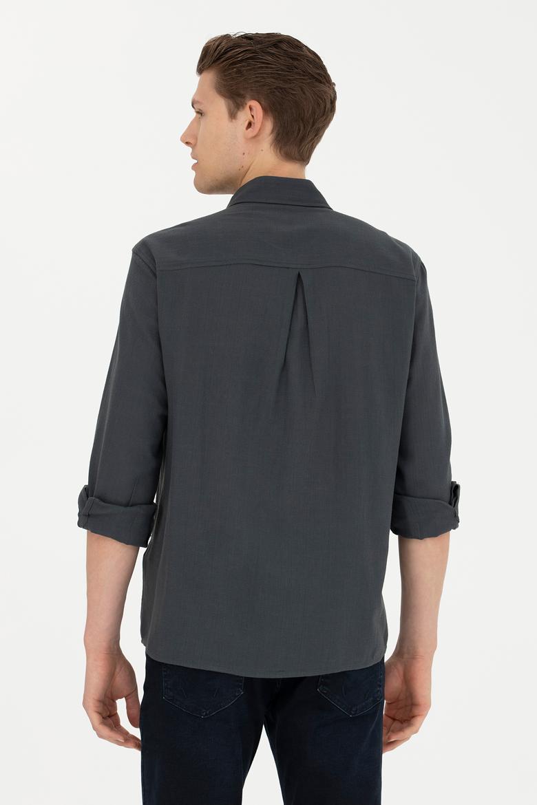 Erkek Antrasit Uzun Kollu Gömlek - 50279525008