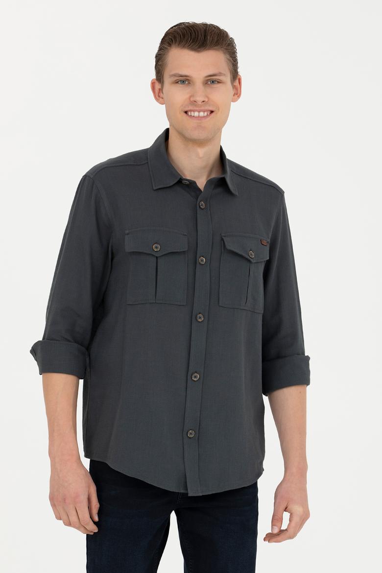 Erkek Antrasit Uzun Kollu Gömlek