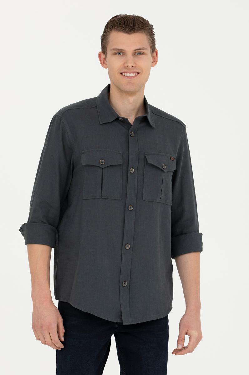 Erkek Antrasit Uzun Kollu Gömlek