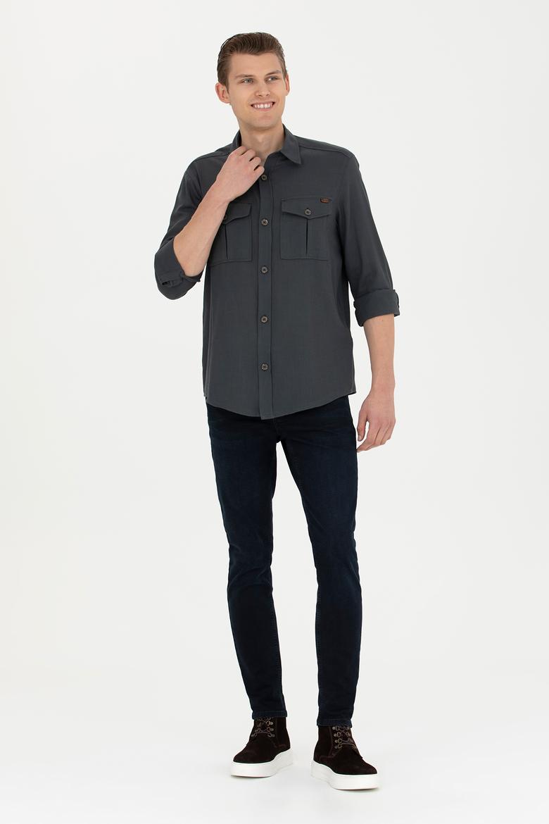 Erkek Antrasit Uzun Kollu Gömlek - 50279525008