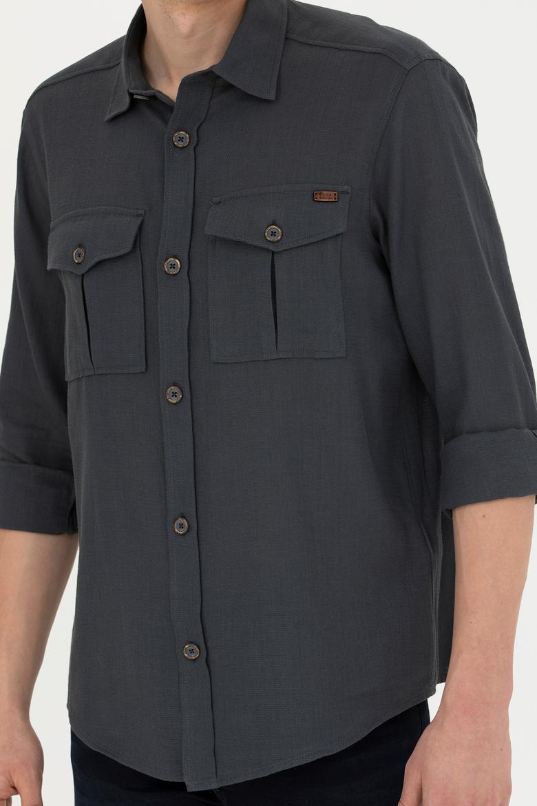 Erkek Antrasit Uzun Kollu Gömlek - 50279525008