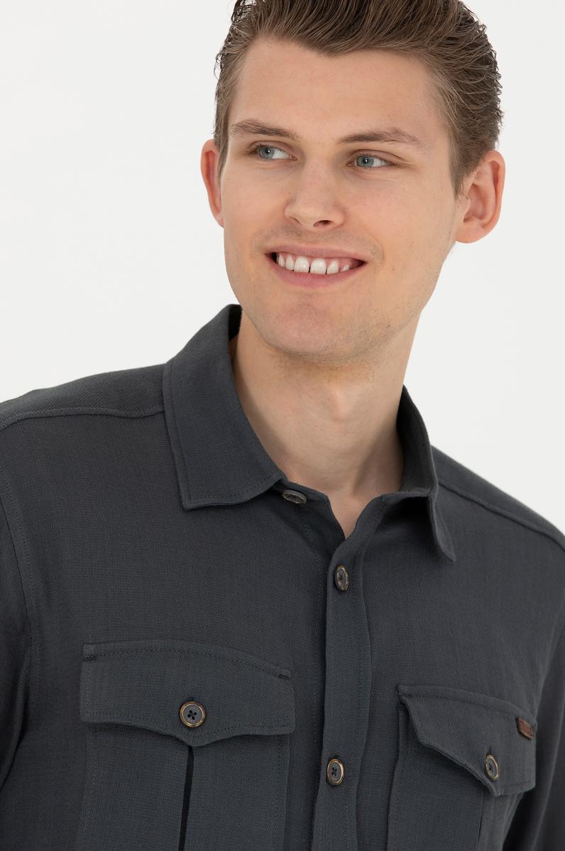 Erkek Antrasit Uzun Kollu Gömlek