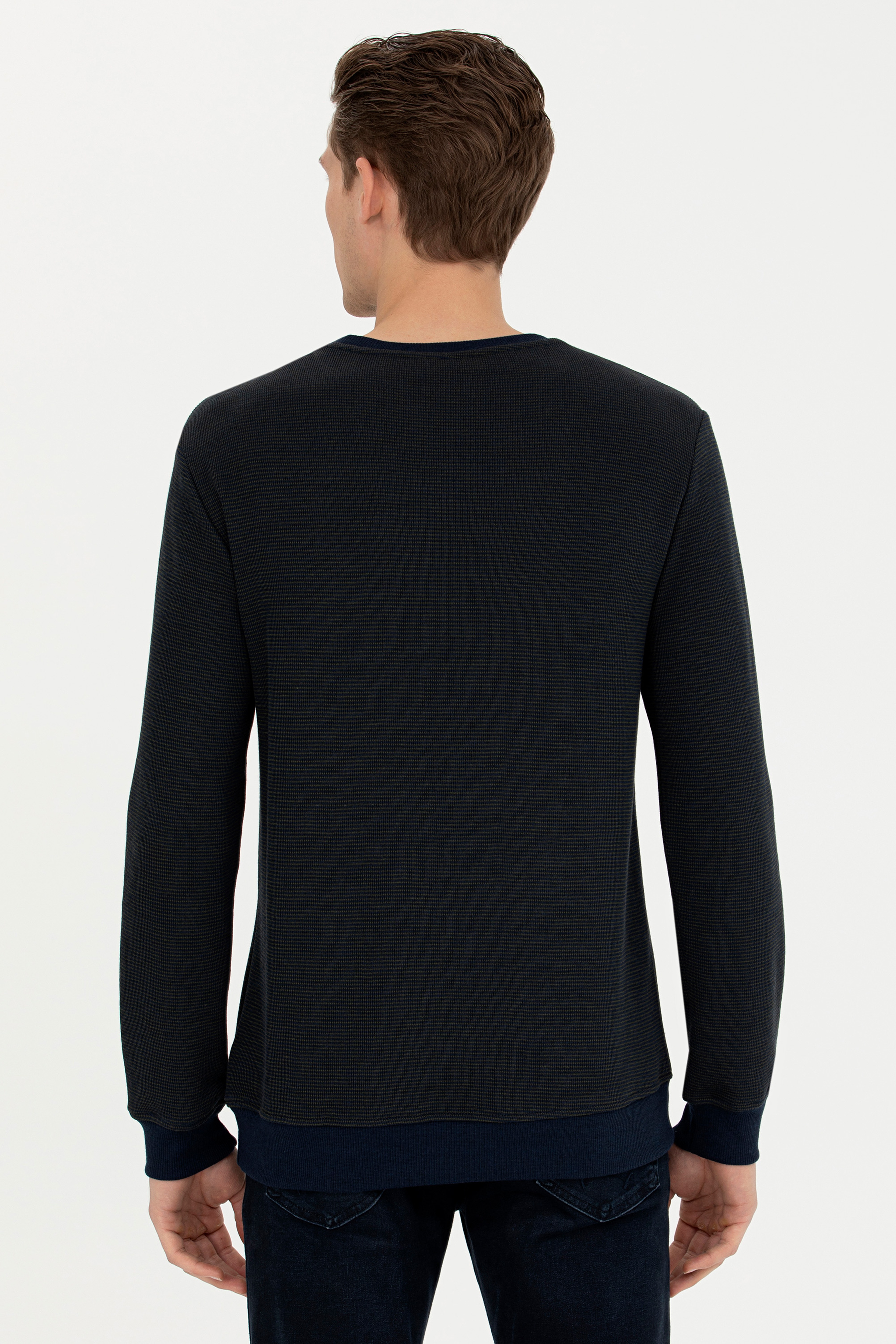 Erkek Lacivert Sweatshirt - Image 5