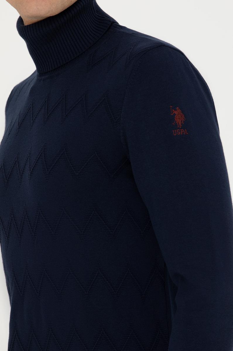 Erkek Lacivert Boğazlı Kazak