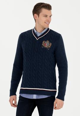 Erkek Lacivert V Yaka Kazak - 50271043017