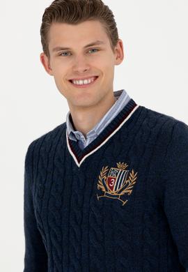 Erkek Lacivert V Yaka Kazak - 50271043017