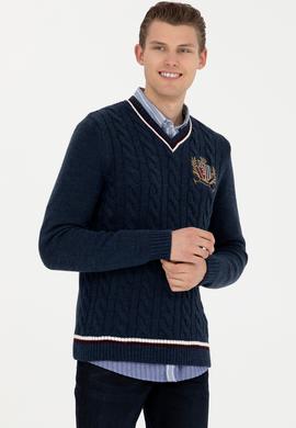 Erkek Lacivert V Yaka Kazak - 50271043017