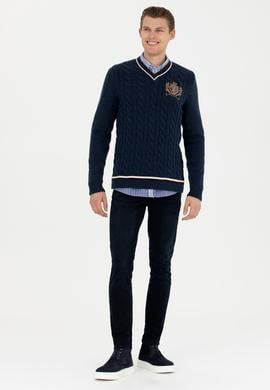 Erkek Lacivert V Yaka Kazak - 50271043017